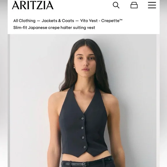 Aritzia Wilfred Vito Vest Crepette Halter Navy Size 2 – Tailored Suiting Top - Picture 1 of 7